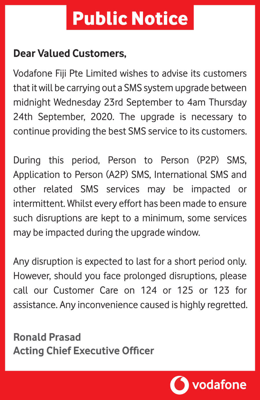 Public Notice SMS